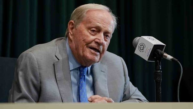 Jack Nicklaus is pictured at a press conference at the Memorial Tournament on Tuesday, May 30, 2023.